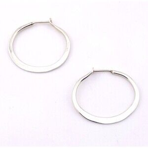 Modernist Hammered Hoop Earrings Sterling Silver Artisan Made Hoops